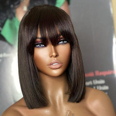 Short Bob Wig Brazilian Straight Human Hair 180 Density