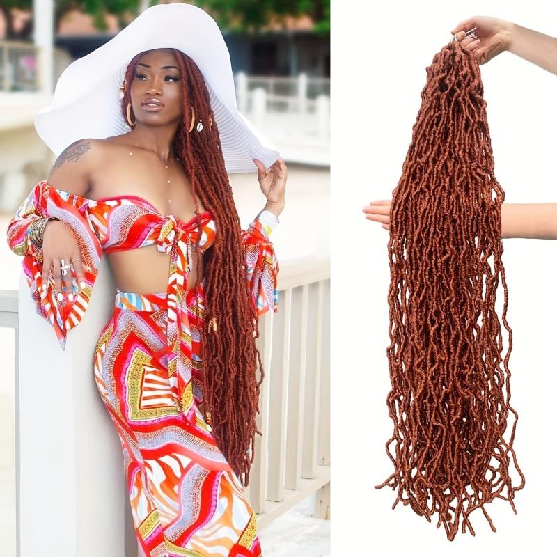 Copper Red Soft Locs Crochet Hair Extensions 44 Cm Pre Looped Goddess Locs