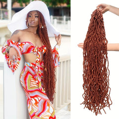 Copper Red Soft Locs Crochet Hair Extensions 44 Cm Pre Looped Goddess Locs