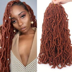 Copper Red Soft Locs Crochet Hair Extensions 44 Cm Pre Looped Goddess Locs