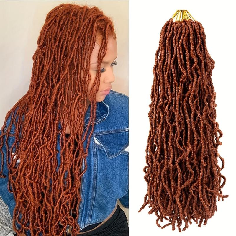 Copper Red Soft Locs Crochet Hair Extensions 44 Cm Pre Looped Goddess Locs