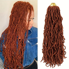 Copper Red Soft Locs Crochet Hair Extensions 44 Cm Pre Looped Goddess Locs