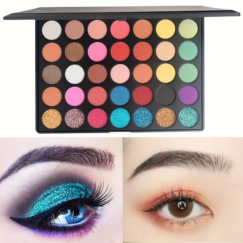 35 Shades Eyeshadow Palette Pearly Matte Glitter Finish Waterproof