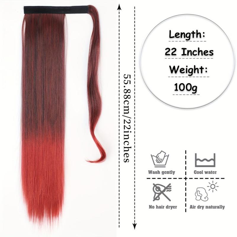 Long Straight Synthetic Wrap Around Ponytail Extensions 55-88 cm
