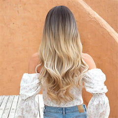 24 Inch Ombre Blonde Long Wavy Synthetic Wig