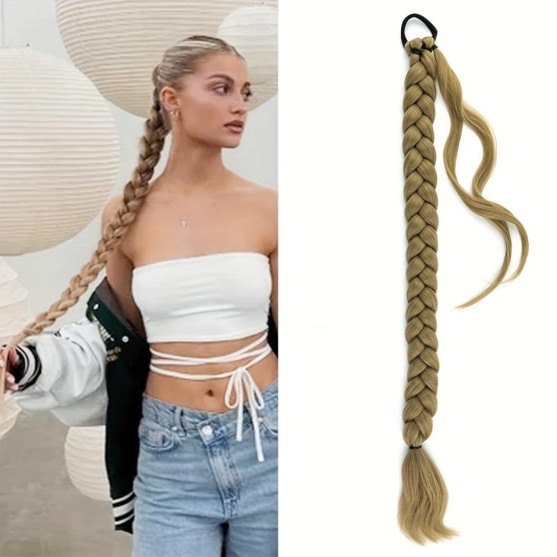 76 2 Cm Long Synthetic Hair Braid Extensions Straight Wrap Around Ponytail
