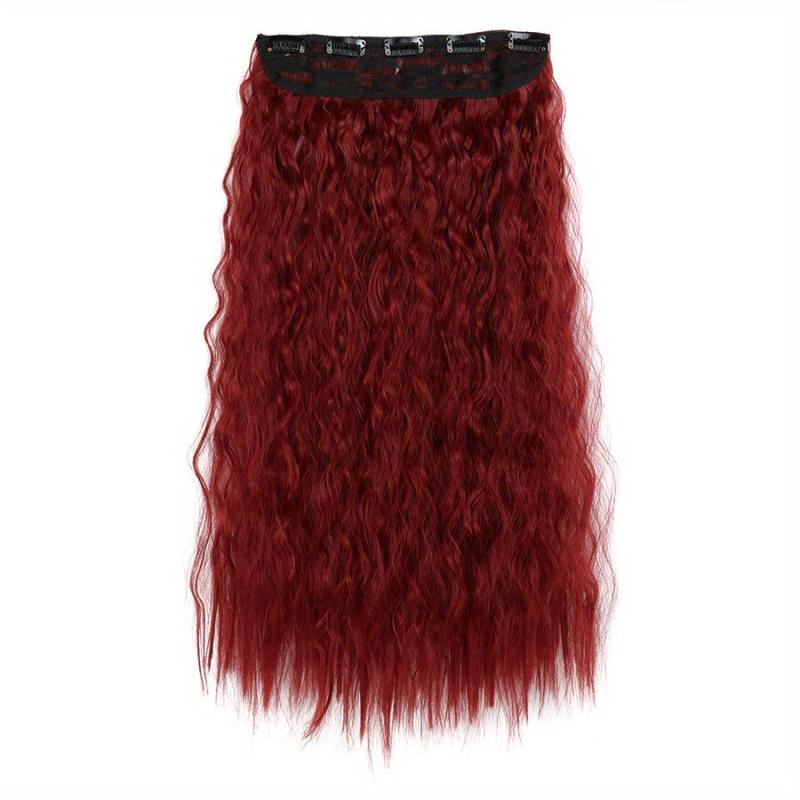 55 88 cm Long Corn Wavy Hair Extensions Synthetic Fiber 5 Clips In Hairpieces