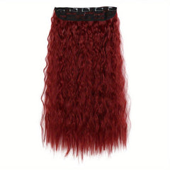 55 88 cm Long Corn Wavy Hair Extensions Synthetic Fiber 5 Clips In Hairpieces