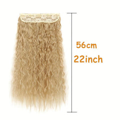 55 88 cm Long Corn Wavy Hair Extensions Synthetic Fiber 5 Clips In Hairpieces