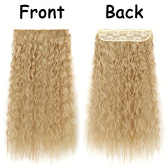 55 88 cm Long Corn Wavy Hair Extensions Synthetic Fiber 5 Clips In Hairpieces