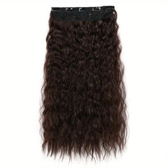 55 88 cm Long Corn Wavy Hair Extensions Synthetic Fiber 5 Clips In Hairpieces