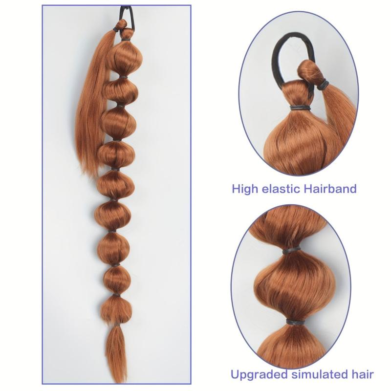 Long Lantern Bubble Ponytail Extensions Y2K Natural Synthetic Fiber