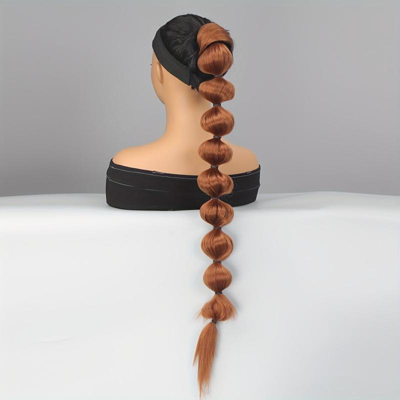 Long Lantern Bubble Ponytail Extensions Y2K Natural Synthetic Fiber