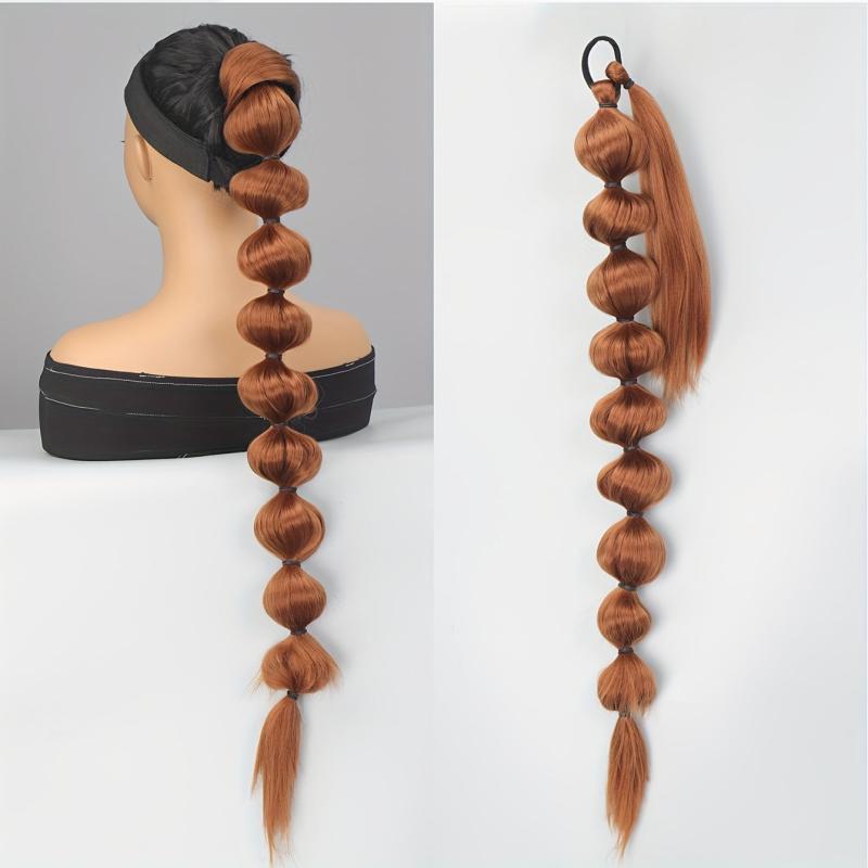 Long Lantern Bubble Ponytail Extensions Y2K Natural Synthetic Fiber