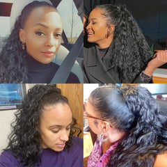 Long Water Wave Ponytail Extension For Women 60-96 Cm Dark