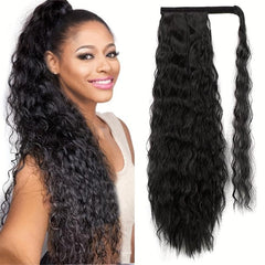 Long Water Wave Ponytail Extension For Women 60-96 Cm Dark
