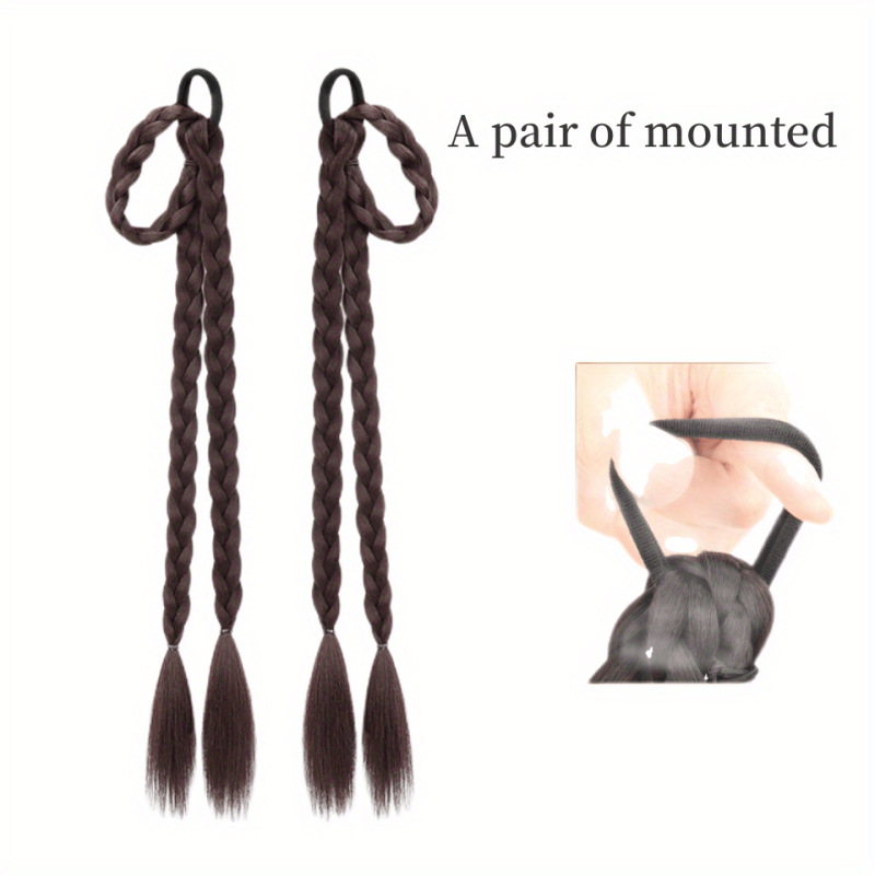 Braided Ponytail Rubber Band Synthetic Ear Double Ponytail Boxing Braids
