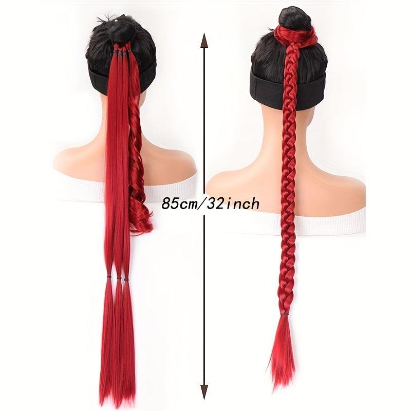 28cm Long Braid Ponytail Extensions 160g Synthetic Hair Pieces