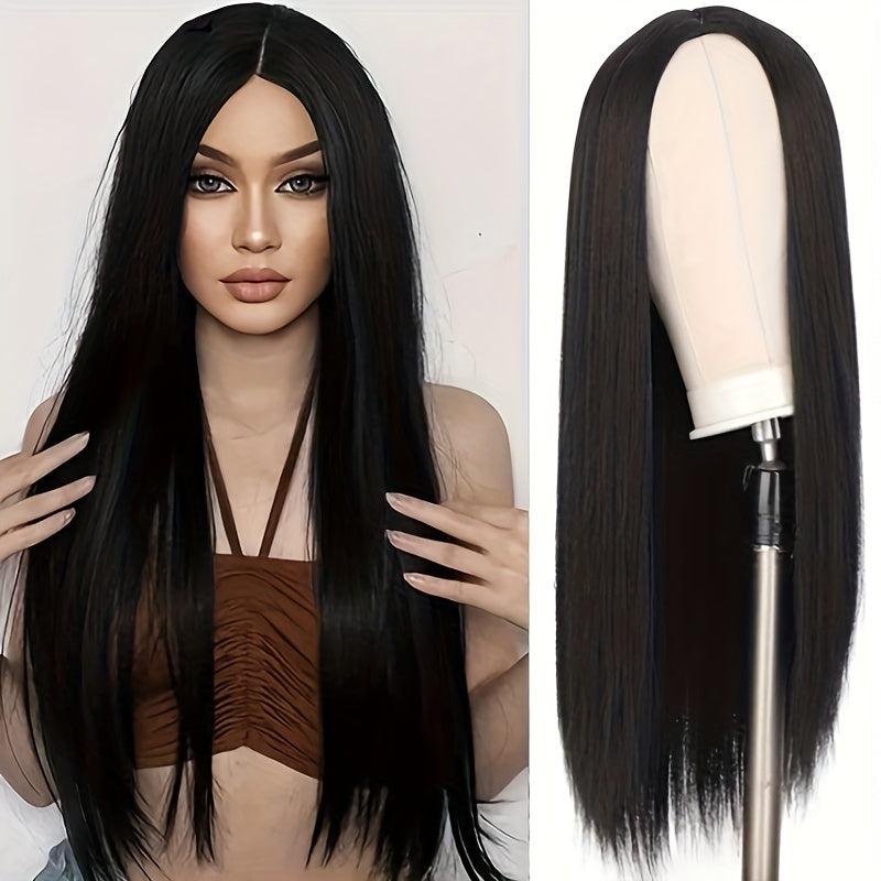 Women's Medium Length Straight Hair Three Gradient Wig Ombre Brown