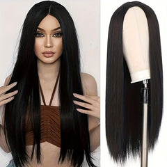 Women's Medium Length Straight Hair Three Gradient Wig Ombre Brown
