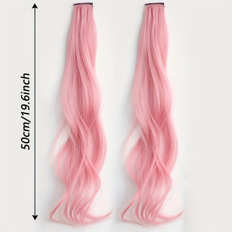 50 8 Cm Colored Long Wavy Hair Extensions Y2K Highlight Hair Pieces