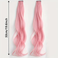 50 8 Cm Colored Long Wavy Hair Extensions Y2K Highlight Hair Pieces