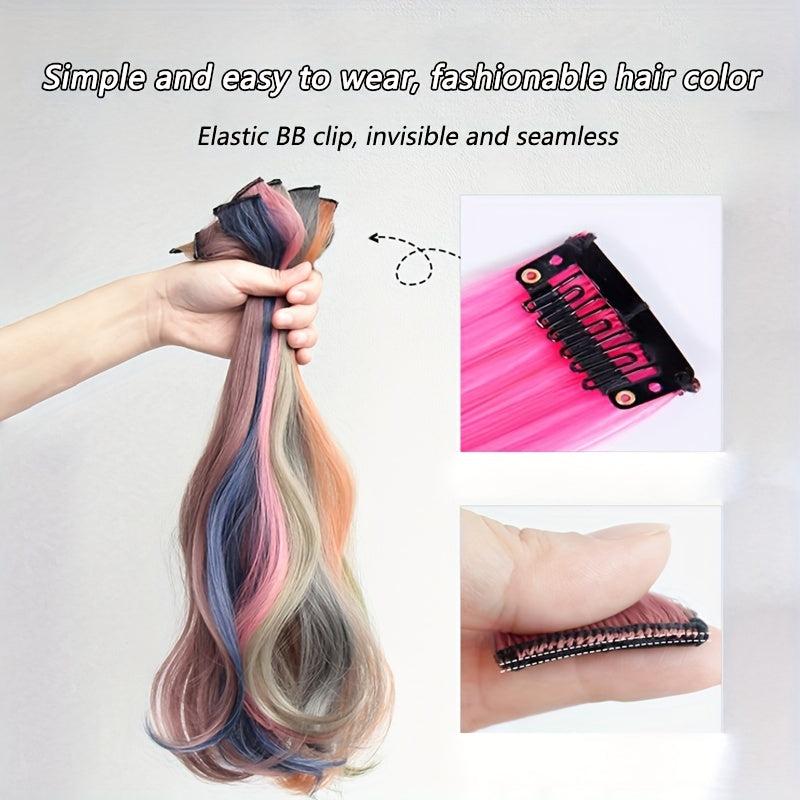 50 8 Cm Colored Long Wavy Hair Extensions Y2K Highlight Hair Pieces