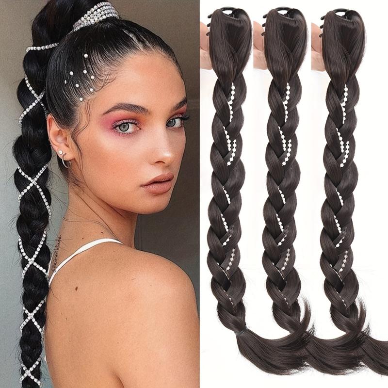 Long Braided Tassel Ponytail Extensions Claw In Hairpiece