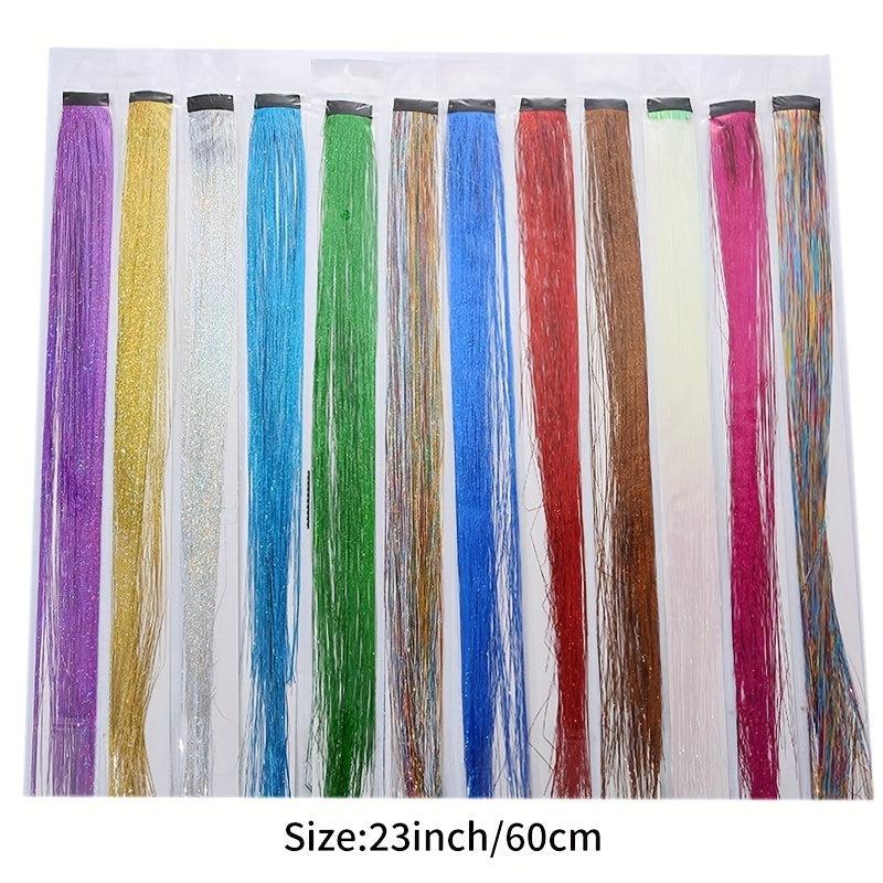 45 72 Cm Colorful Hair Tinsel Party Highlight Hair Extensions Synthetic