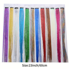 45 72 Cm Colorful Hair Tinsel Party Highlight Hair Extensions Synthetic
