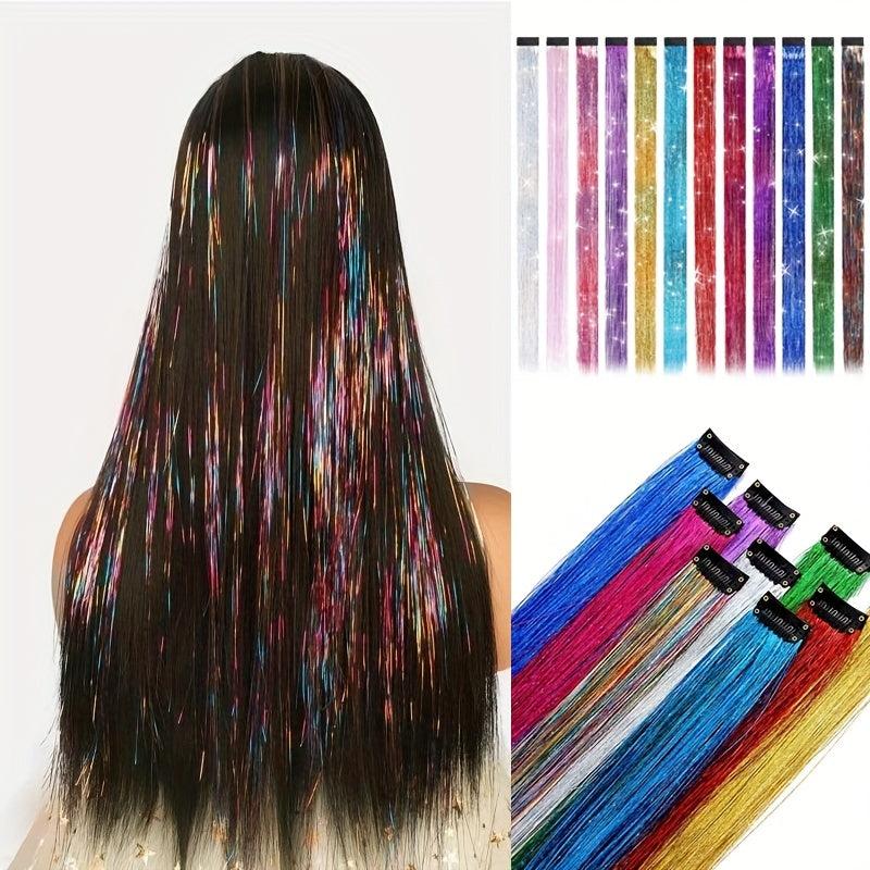 45 72 Cm Colorful Hair Tinsel Party Highlight Hair Extensions Synthetic