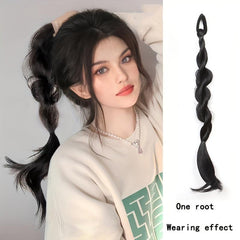 Synthetic Bubble Twist Ponytail Wig Women Hair Side Braid Hairpiece