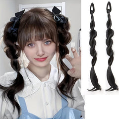 Synthetic Bubble Twist Ponytail Wig Women Hair Side Braid Hairpiece