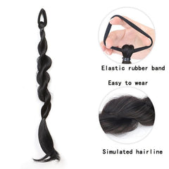 Synthetic Bubble Twist Ponytail Wig Women Hair Side Braid Hairpiece