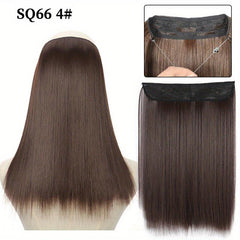 16 Inch Platinum Blonde Straight Hair Extensions Invisible Line Synthetic