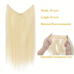 16 Inch Platinum Blonde Straight Hair Extensions Invisible Line Synthetic