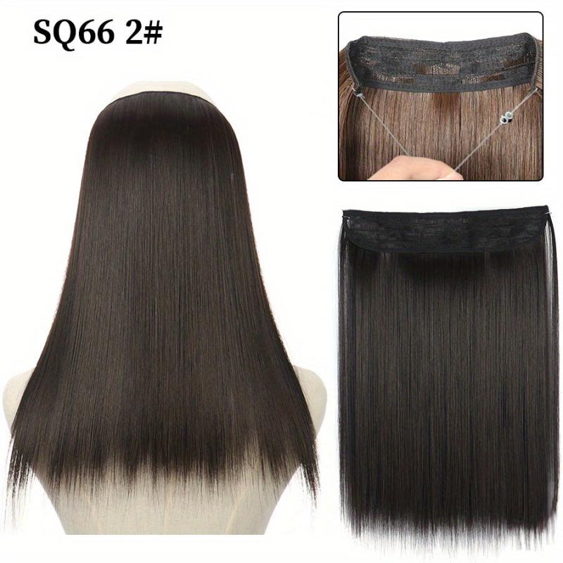 16 Inch Platinum Blonde Straight Hair Extensions Invisible Line Synthetic