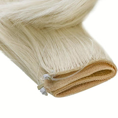 16 Inch Platinum Blonde Straight Hair Extensions Invisible Line Synthetic