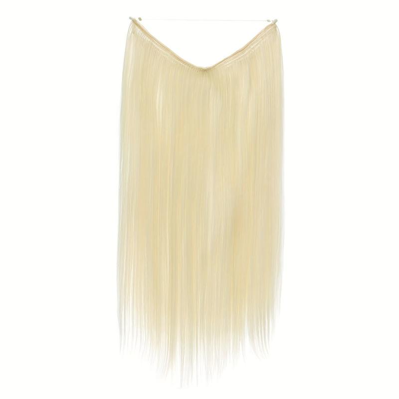 16 Inch Platinum Blonde Straight Hair Extensions Invisible Line Synthetic