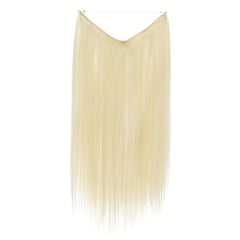 16 Inch Platinum Blonde Straight Hair Extensions Invisible Line Synthetic