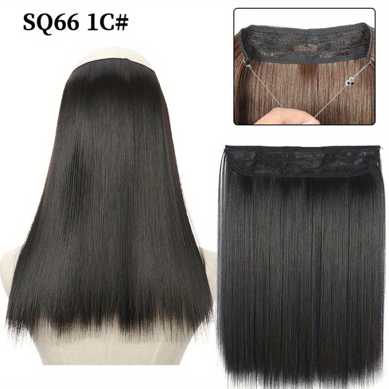 16 Inch Platinum Blonde Straight Hair Extensions Invisible Line Synthetic