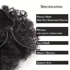 Synthetic Afro Puff Ponytail Extension Clip On Kinky Drawstring Curly Hair Bun