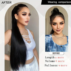 Long Straight Ponytail Extensions Synthetic Clip In Hair Extensions