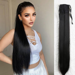 Long Straight Ponytail Extensions Synthetic Clip In Hair Extensions
