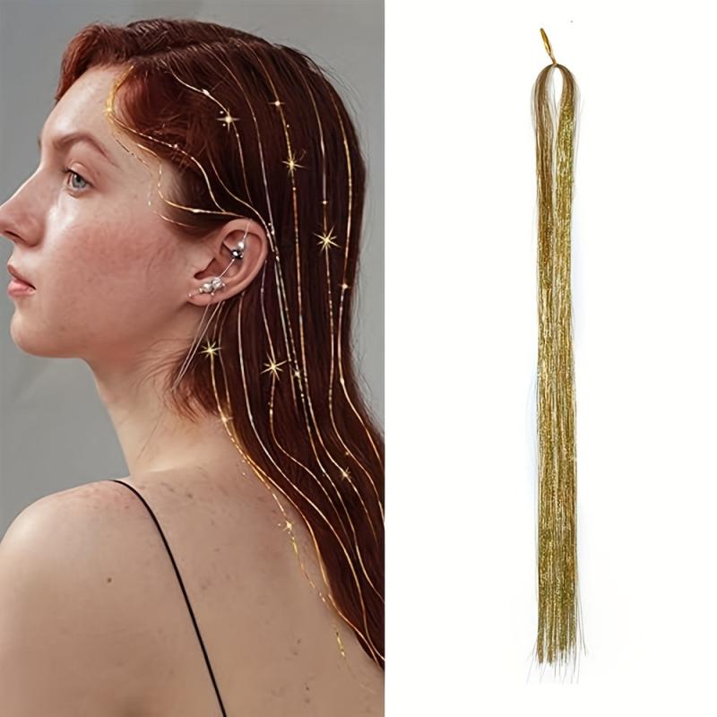 Y2K Hair Metal Glitter Wig Set 76 Cm Fairy Hair Extensions for Women
