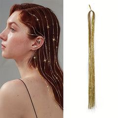 Y2K Hair Metal Glitter Wig Set 76 Cm Fairy Hair Extensions for Women