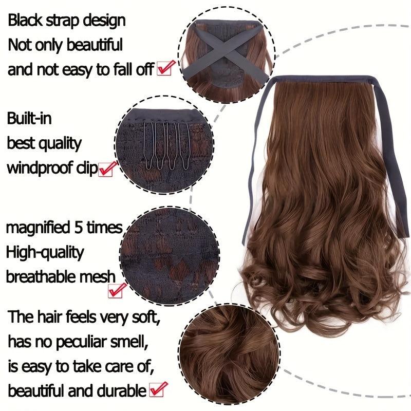 Curly Wavy Ponytail Extensions with Ribbon Tie for Daily Use
