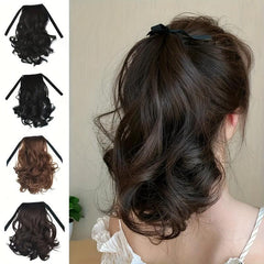 Curly Wavy Ponytail Extensions with Ribbon Tie for Daily Use
