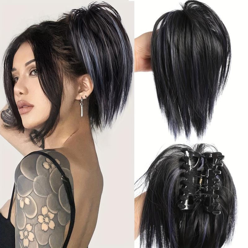 Messy Short Ponytail Extensions Synthetic Clip In Hair Extensions