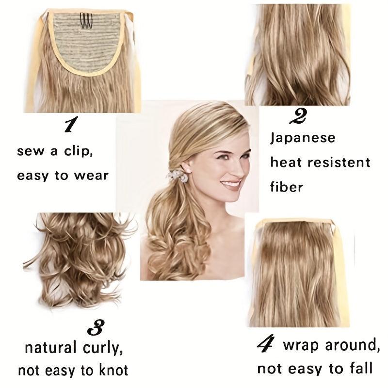Long Wave Ponytail Extension Wavy Synthetic Hairpiece For Women